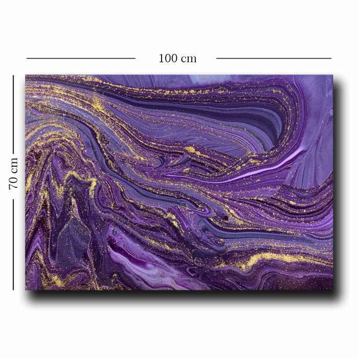 Wallity Cuadro Decorativo sobre Lienzo Púrpura y Dorado 70 x 100 cm